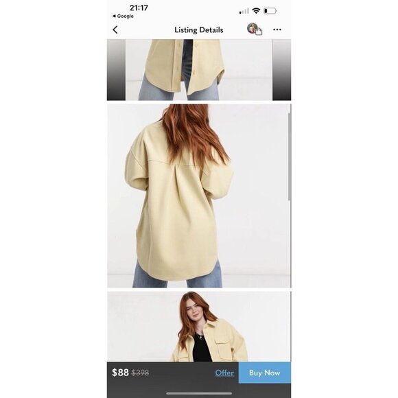 Joie Pale Yellow Fleece Button Up Shacket Size XS Pockets Oversize Jacket S - Picture 2 of 13